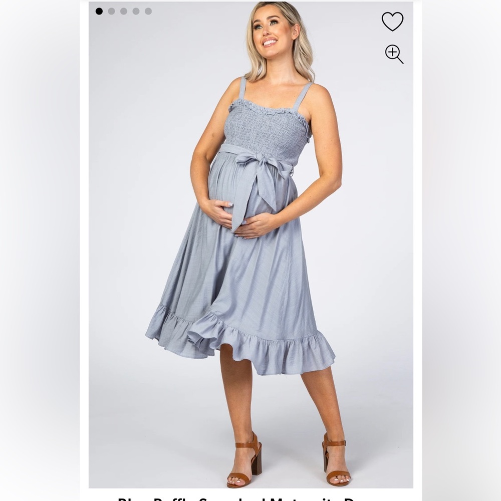 Pink Blush Blue Ruffle Maternity Dress
